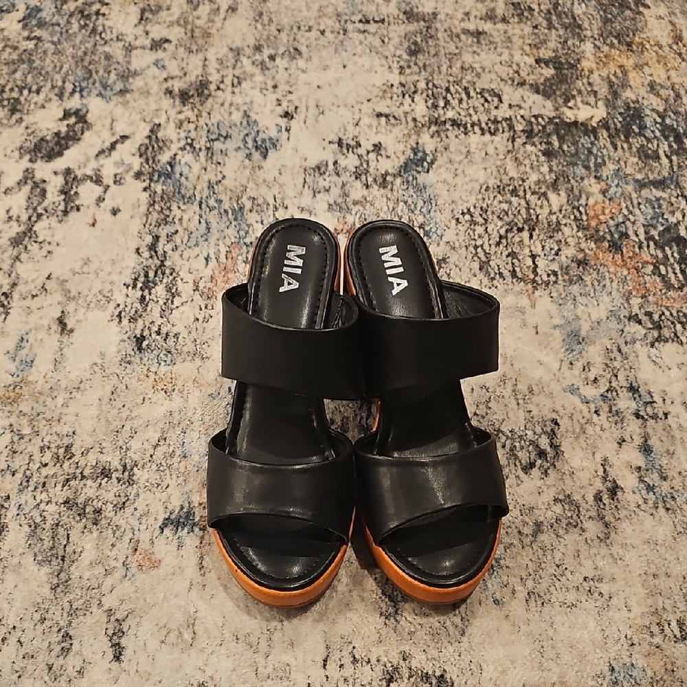 MIA Black and Orange Platform Sandals